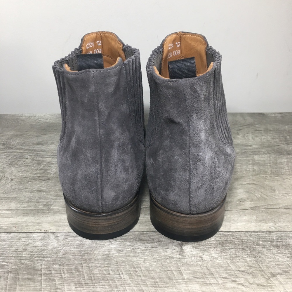 John Varvatos Chelsea Eldridge Covered Gray Suede Work Men Pull On Boots Size 12 - Picture 7 of 12